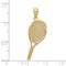14K Yellow Gold 3D Tennis Racquet Charm Sports Pendant Jewerly 30mm x 20mm